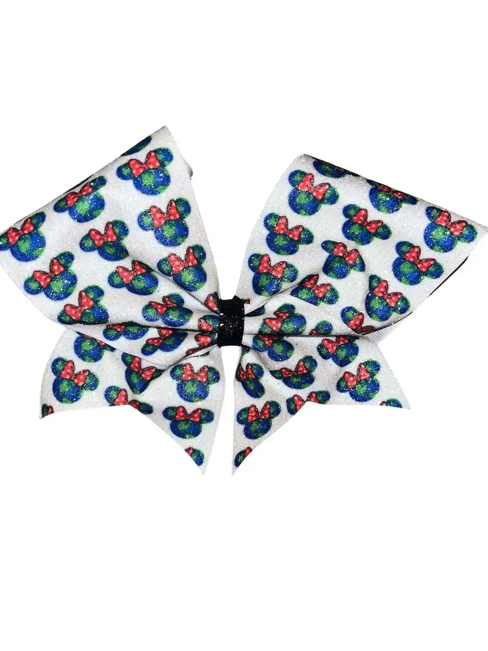 Disney Minnie Mouse Inspired Glitter Hair Bow with Planet and Bow Print